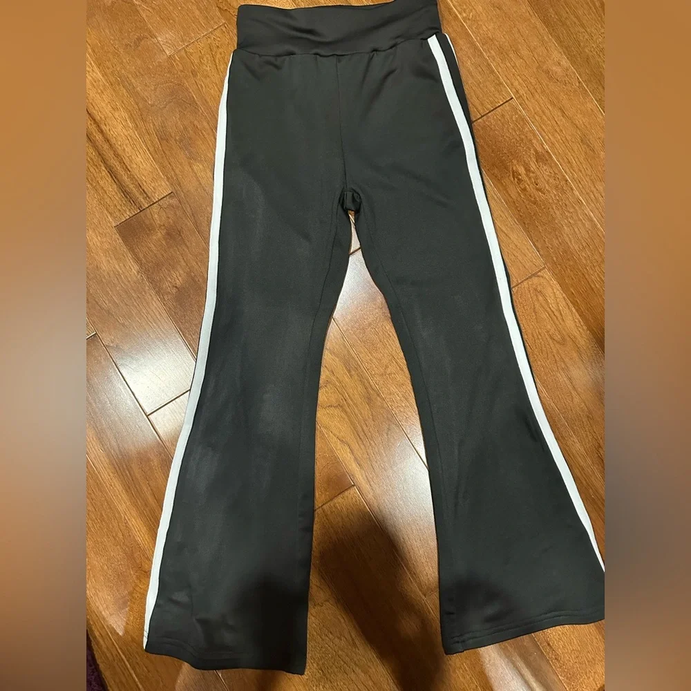 Stylish Kids Black Leggings with White Stripes